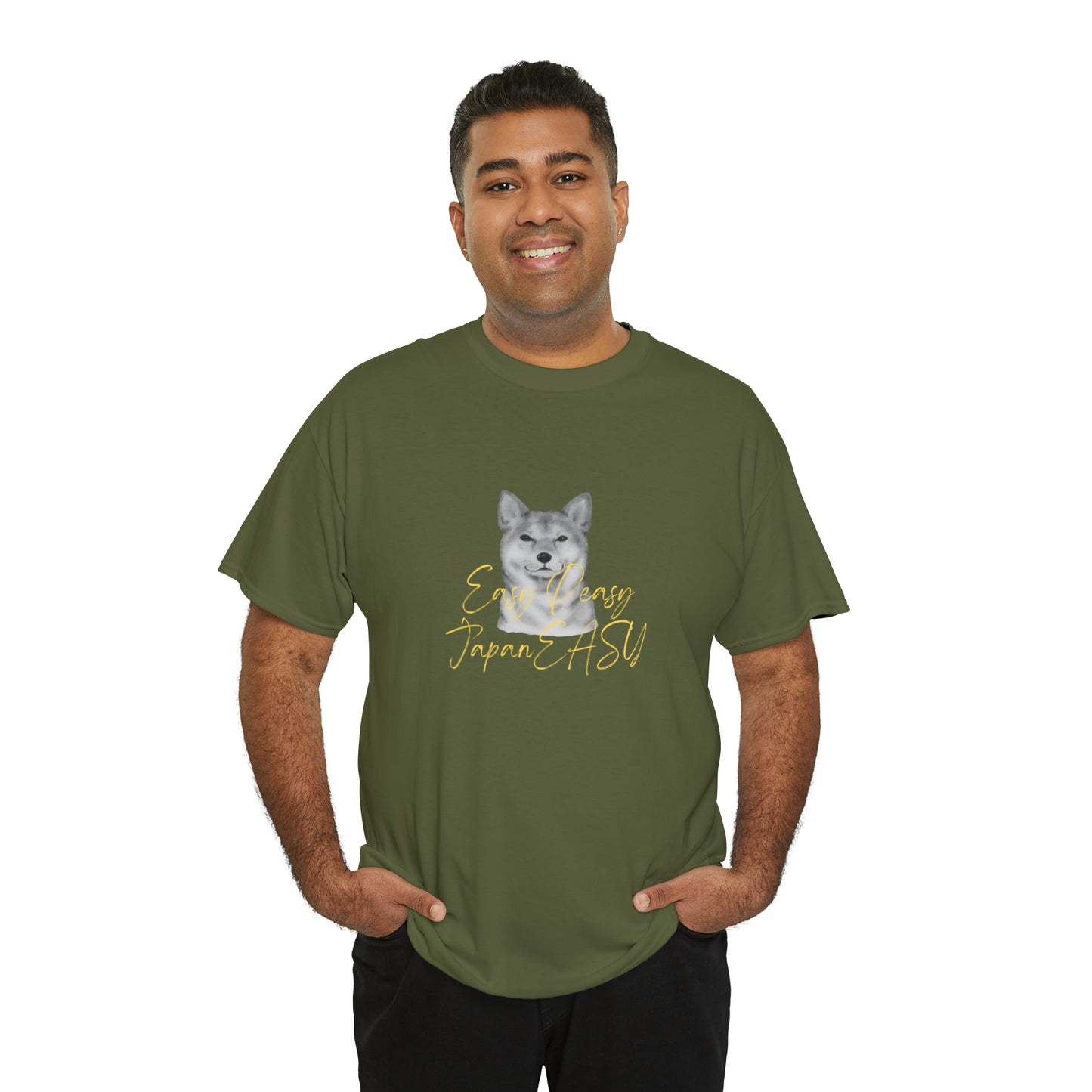 T-shirts with Japanese words "Easy Peasy JapanEASY" Unisex Heavy Cotton Tee