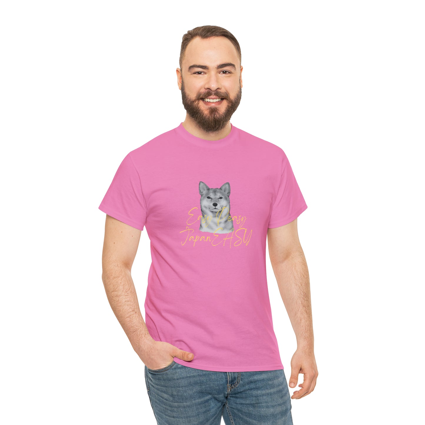 T-shirts with Japanese words "Easy Peasy JapanEASY" Unisex Heavy Cotton Tee