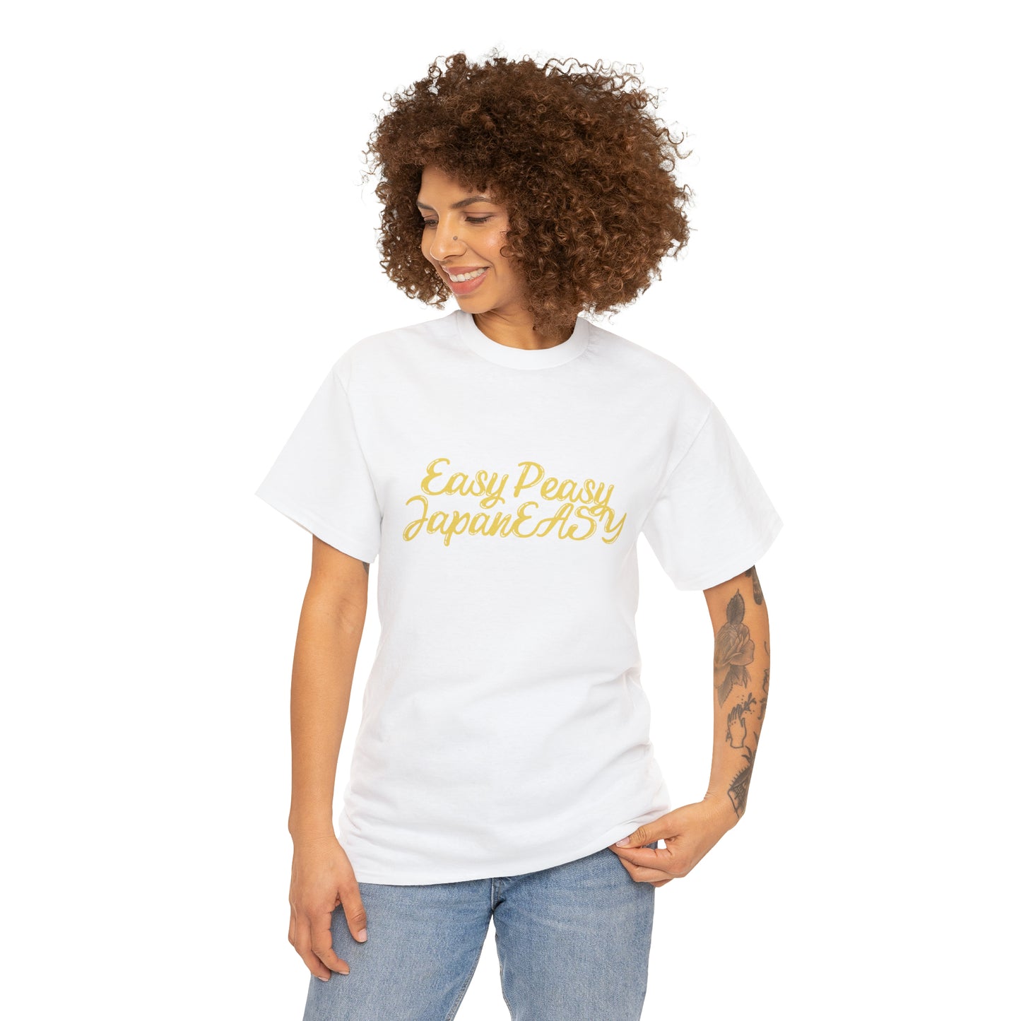 T-shirt with Japanese words / Easy Peasy JapanEASY / Unisex Heavy Cotton Tee