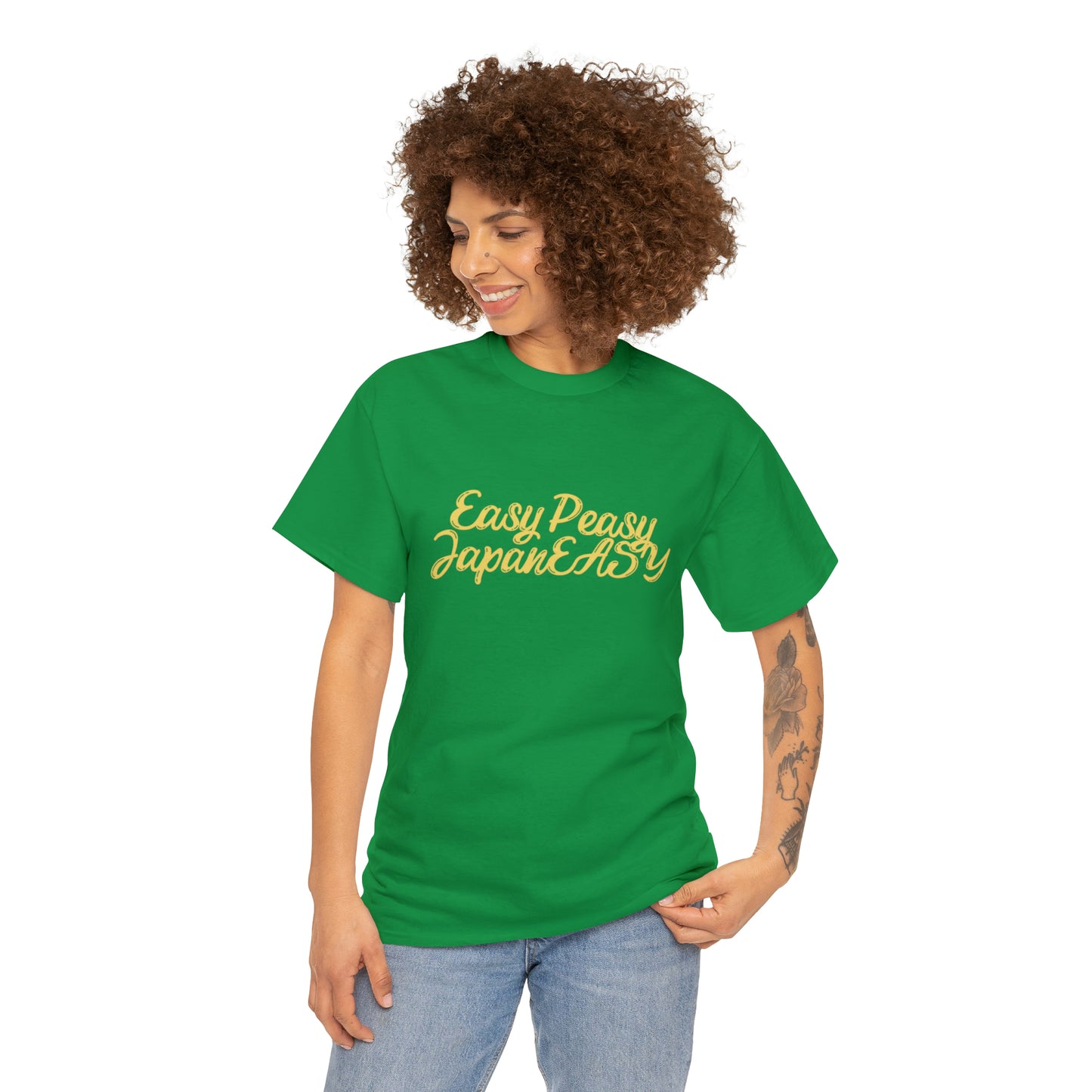 T-shirt with Japanese words / Easy Peasy JapanEASY / Unisex Heavy Cotton Tee