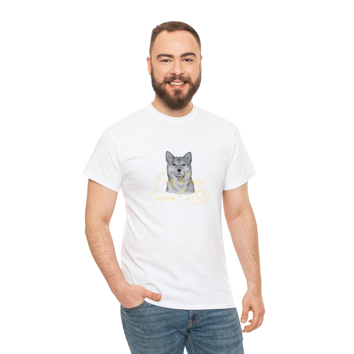 T-shirts with Japanese words "Easy Peasy JapanEASY" Unisex Heavy Cotton Tee
