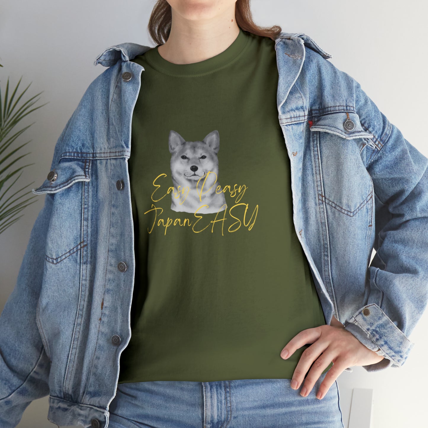 T-shirts with Japanese words "Easy Peasy JapanEASY" Unisex Heavy Cotton Tee