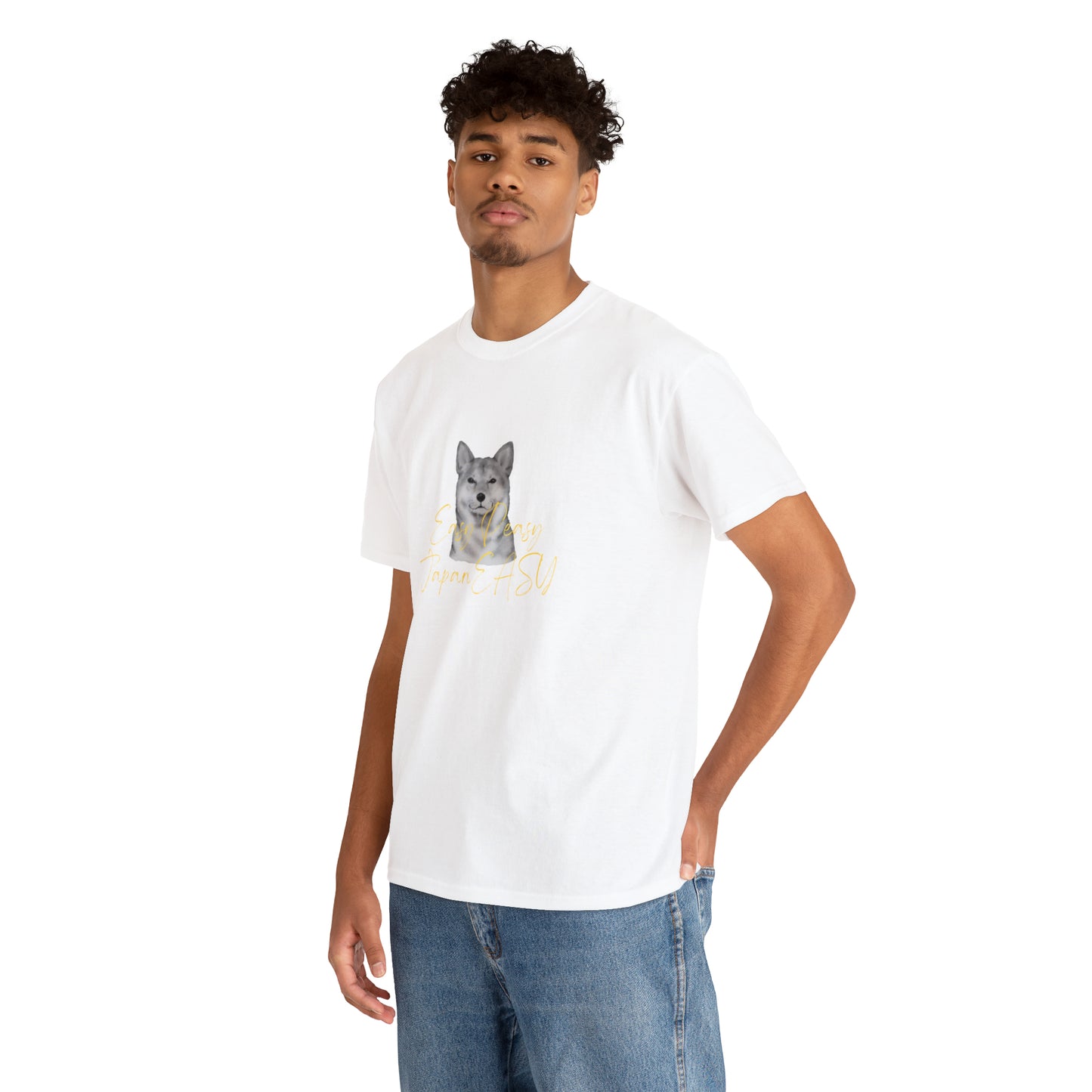 T-shirts with Japanese words "Easy Peasy JapanEASY" Unisex Heavy Cotton Tee