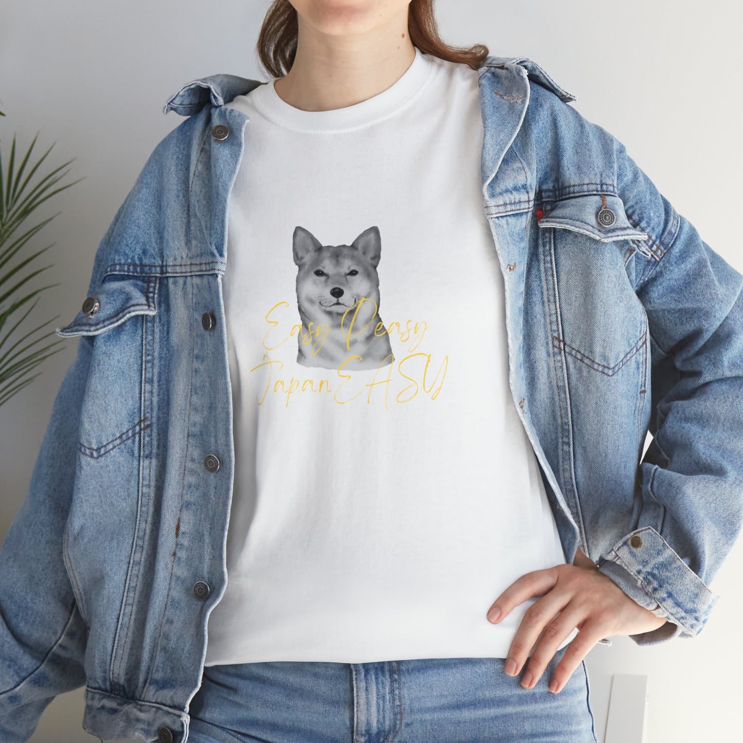 T-shirts with Japanese words "Easy Peasy JapanEASY" Unisex Heavy Cotton Tee