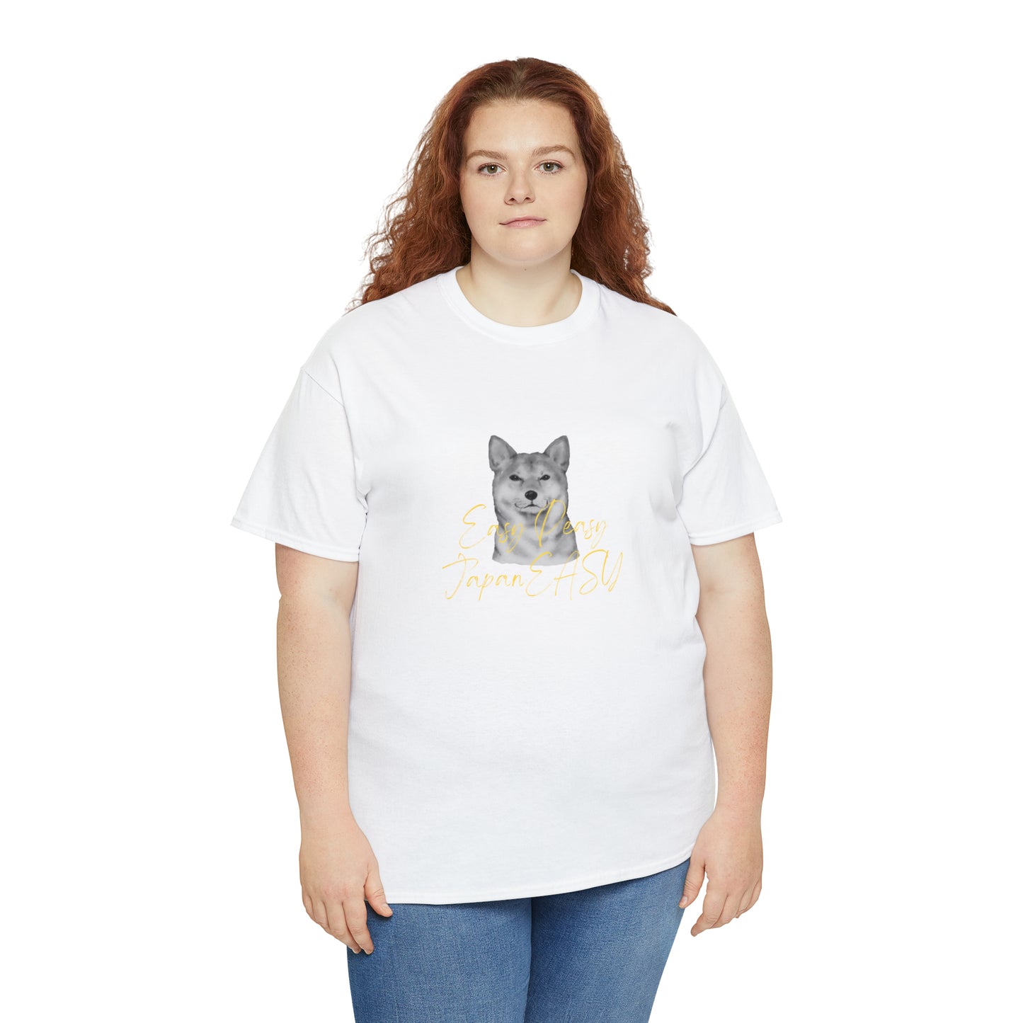 T-shirts with Japanese words "Easy Peasy JapanEASY" Unisex Heavy Cotton Tee