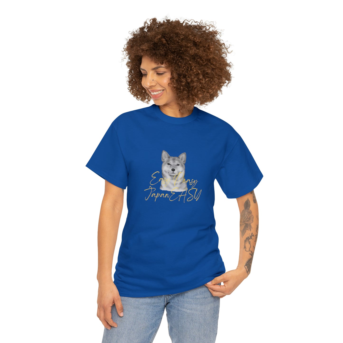 T-shirts with Japanese words "Easy Peasy JapanEASY" Unisex Heavy Cotton Tee