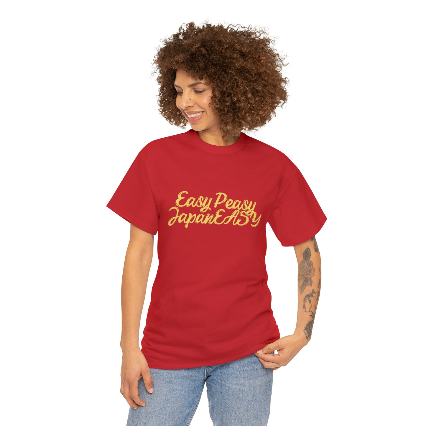 T-shirt with Japanese words / Easy Peasy JapanEASY / Unisex Heavy Cotton Tee