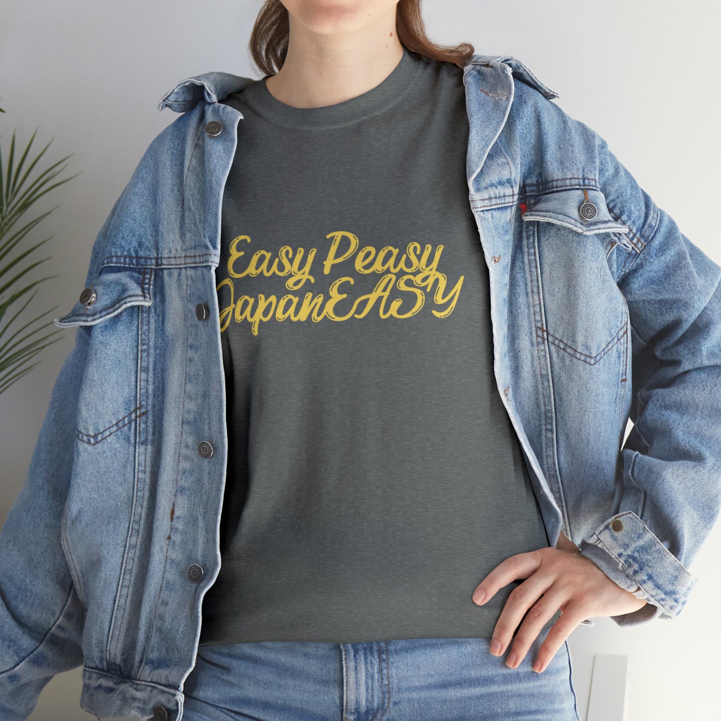 T-shirt with Japanese words / Easy Peasy JapanEASY / Unisex Heavy Cotton Tee