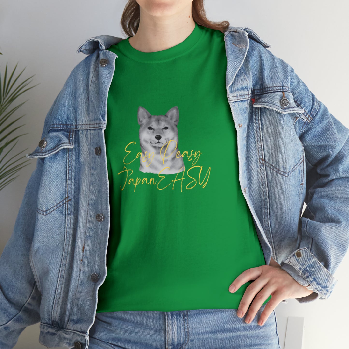 T-shirts with Japanese words "Easy Peasy JapanEASY" Unisex Heavy Cotton Tee