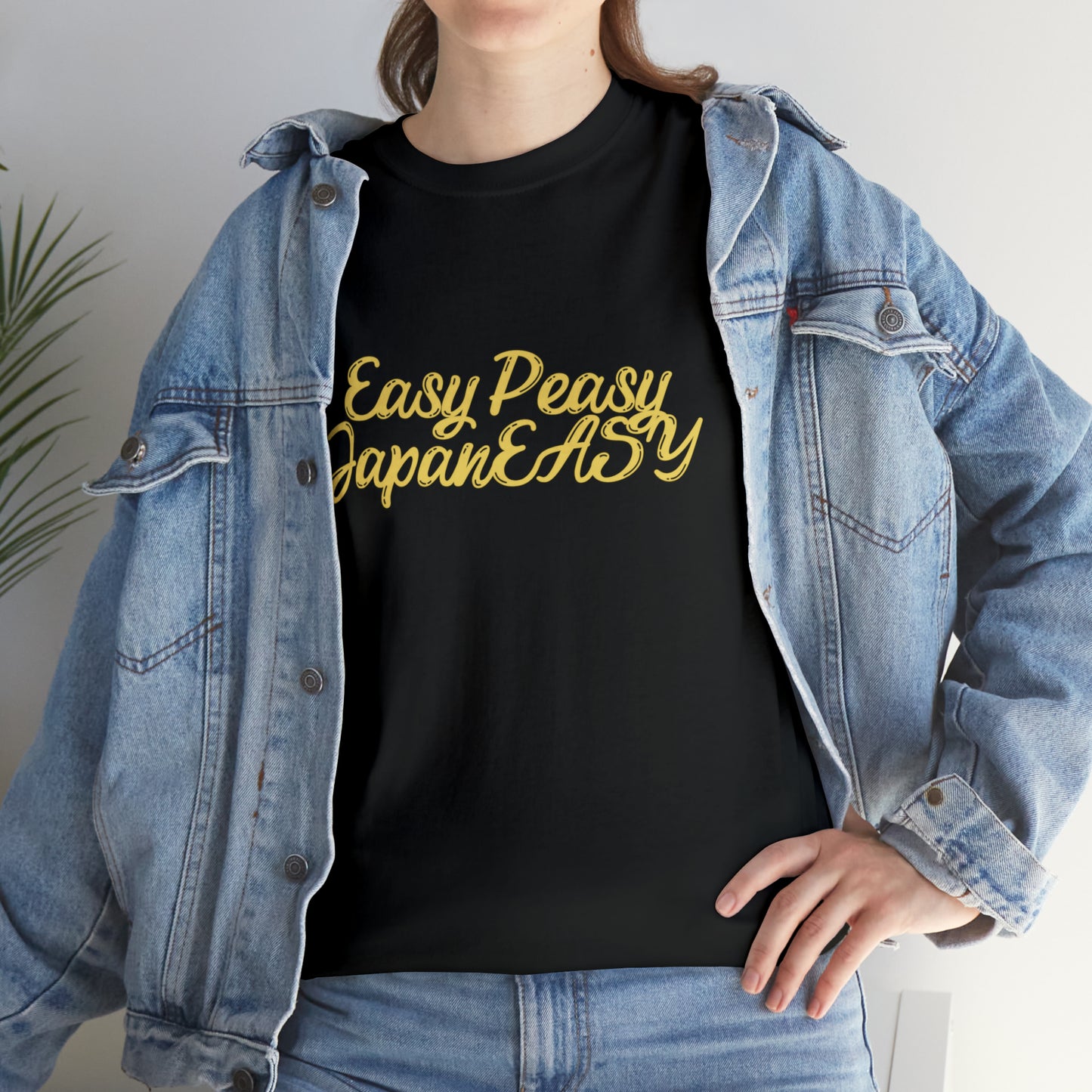 T-shirt with Japanese words / Easy Peasy JapanEASY / Unisex Heavy Cotton Tee